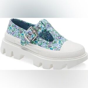 Jeffrey Campbell Enfance Floral Print Lugged Chunky Platform Mary Jane’s Size 8